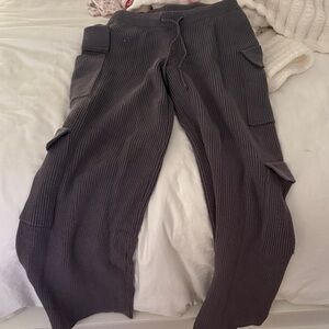 Edikted Ribbed Knit Pants - Charcoal